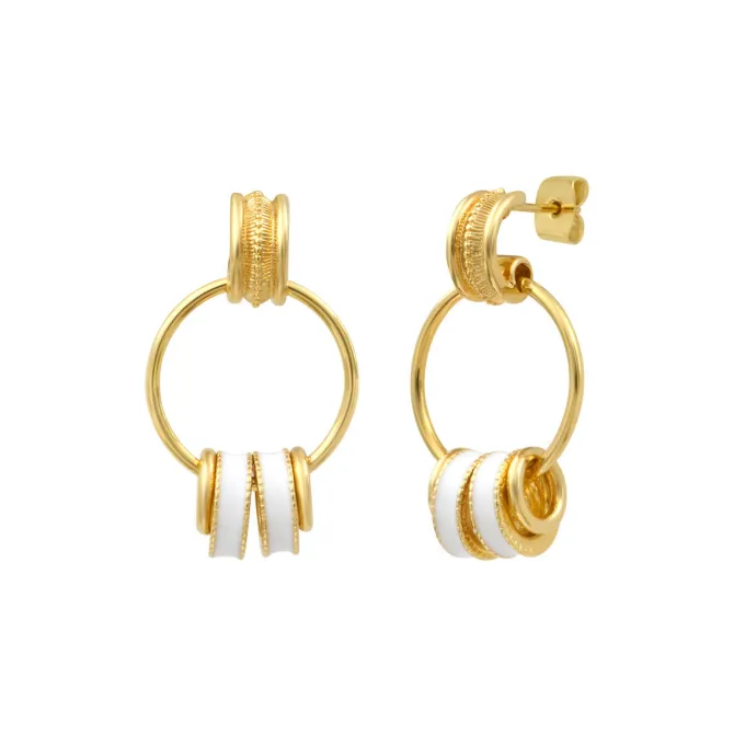 Alicudi hoop earrings for pierced posts - white