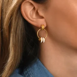Alicudi hoop earrings for pierced posts - white