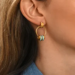 Alicudi hoop earrings for pierced posts - turquoise