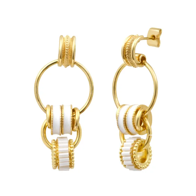 Alicudi pierced stud earrings - white