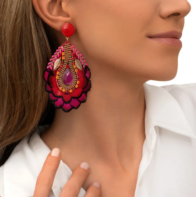 Alizia clip-on earrings - fuchsia pink