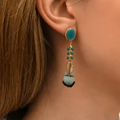 Alizia pierced stud earrings in gold-tone metal - blue