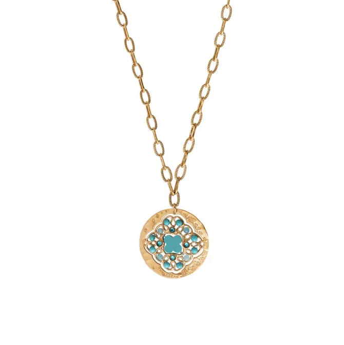 Angelique delicate chain pendant necklace - turquoise