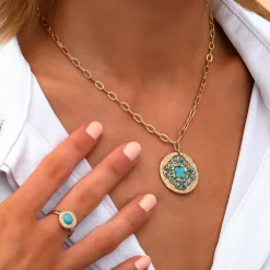 Angelique delicate chain pendant necklace - turquoise