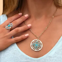Angelique pendant chain necklace - turquoise