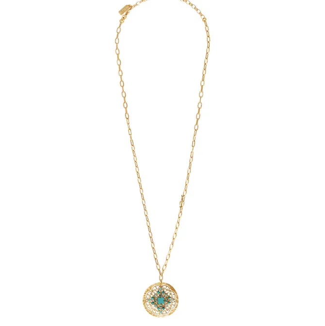 Angelique pendant chain necklace - turquoise