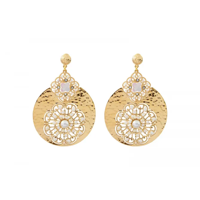 Angelique pierced stud earrings - white