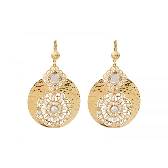 Angelique wide sleeper earrings - white