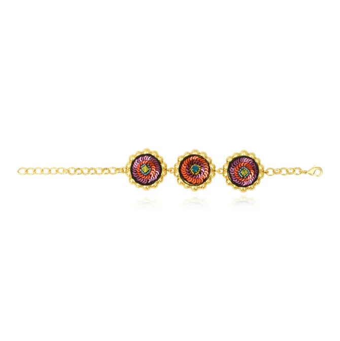 Angèle adjustable chain bracelet - orange and purple