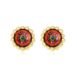 Angèle pierced stud earrings - orange