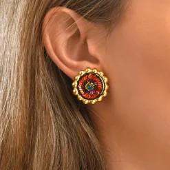 Angèle pierced stud earrings - orange