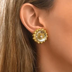 Angèle pierced stud earrings - gold