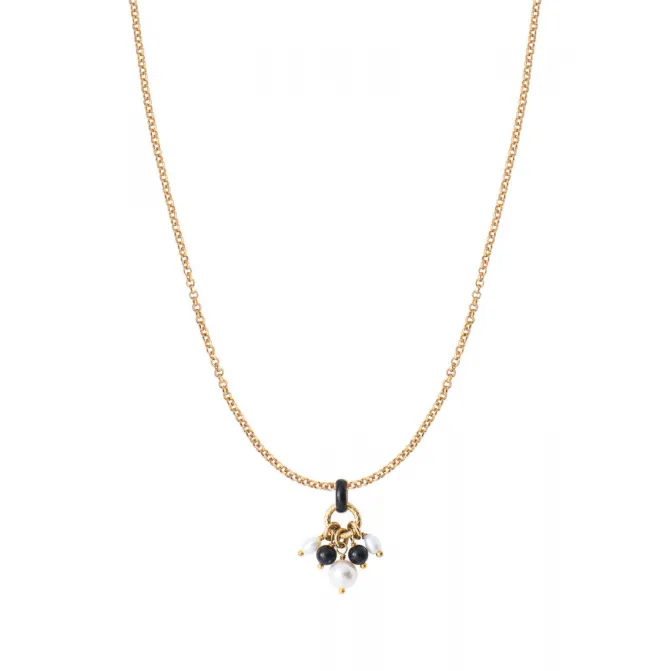 Annella delicate pendant necklace - black and white
