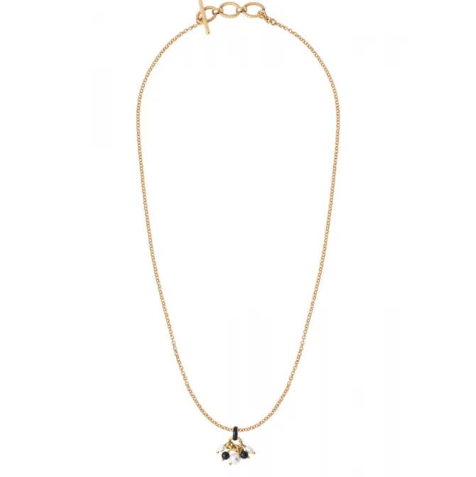 Annella delicate pendant necklace - black and white