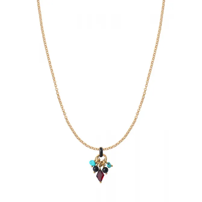 Annella delicate pendant necklace - red and turquoise