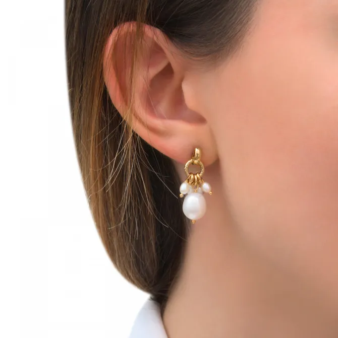 Annella fine stud earrings - white pearl