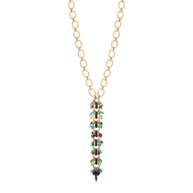 Annella long necklace - red and turquoise