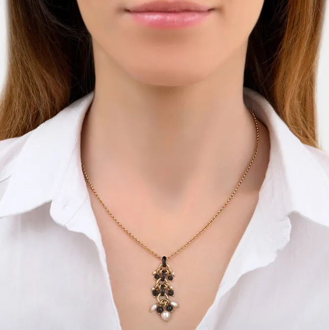 Annella pendant necklace - black and white