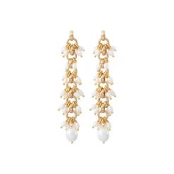 Annella pierced post drop earrings - white pearl