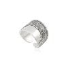 Ashanti adjustable wide ring – silver