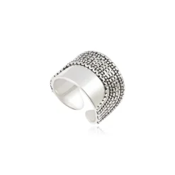 Ashanti adjustable wide ring – silver