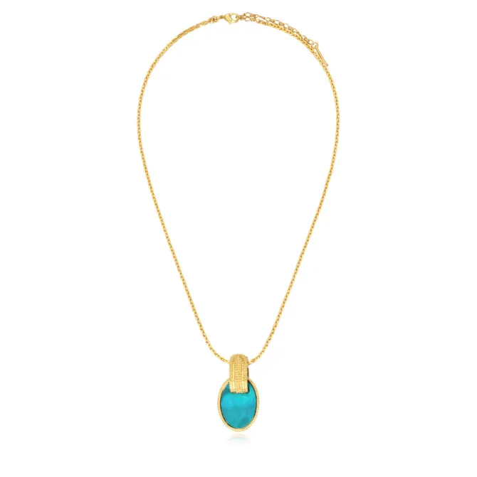 Ashanti braided chain pendant necklace – turquoise and green