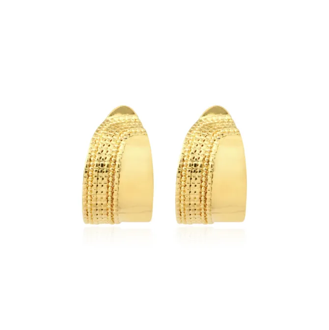 Ashanti chain clip-on hoop earrings – gold