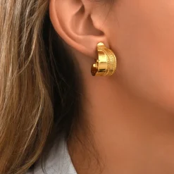 Ashanti chain clip-on hoop earrings – gold