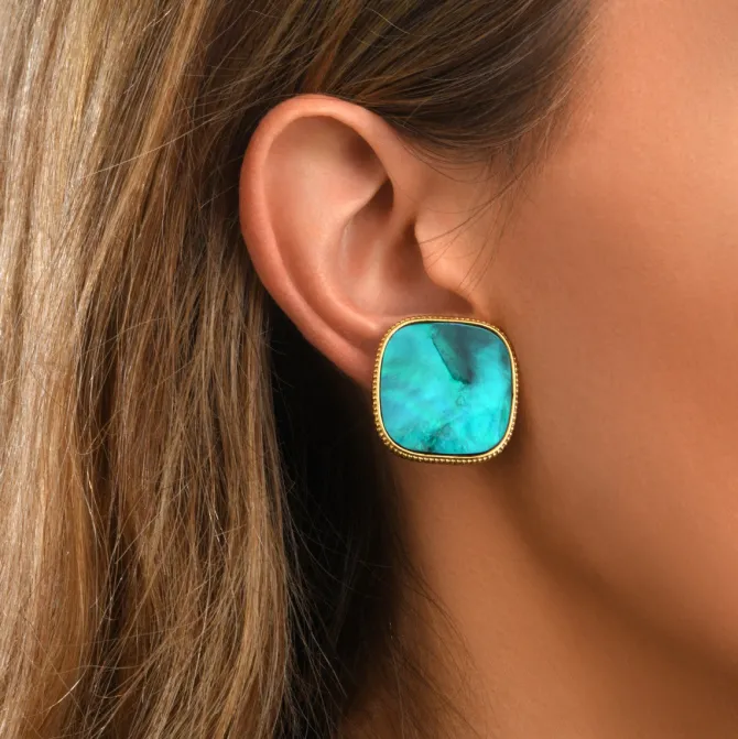 Ashanti clip-on earrings – turquoise and green