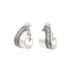 Ashanti clip-on hoop earrings – silver