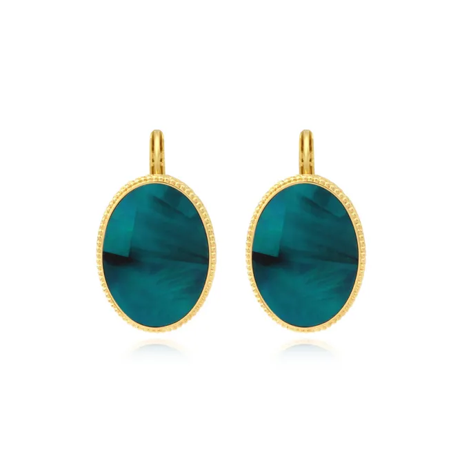 Ashanti oval sleeper earrings – turquoise and green