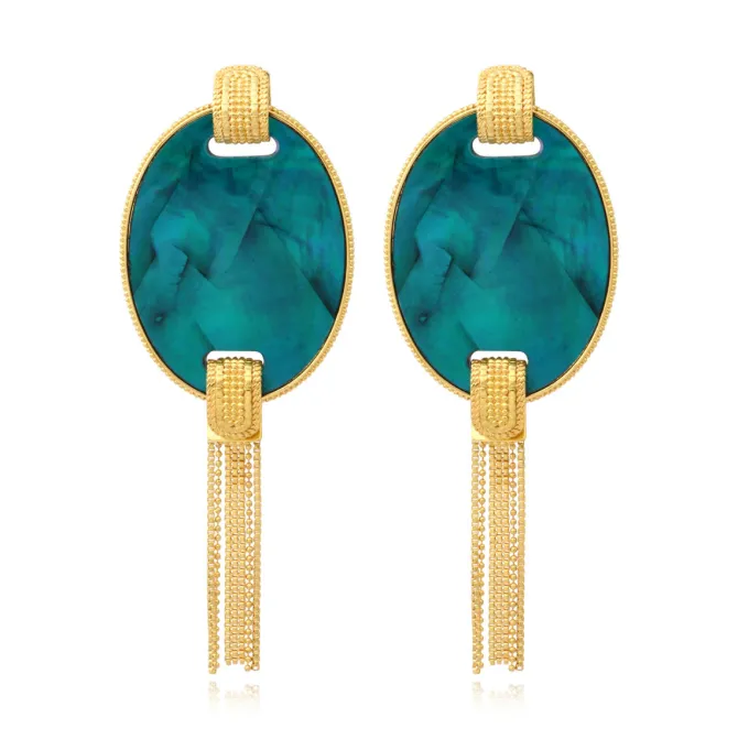 Ashanti pierced stud earrings – turquoise and green