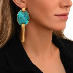 Ashanti pierced stud earrings – turquoise and green