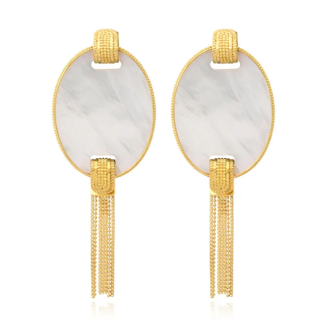 Ashanti pierced stud earrings – white