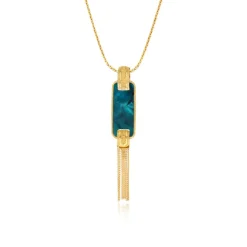Ashanti rectangular mother-of-pearl pendant necklace – turquoise and green