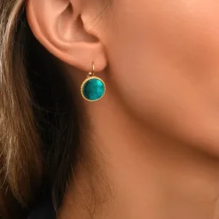 Ashanti round sleeper earrings – turquoise and green
