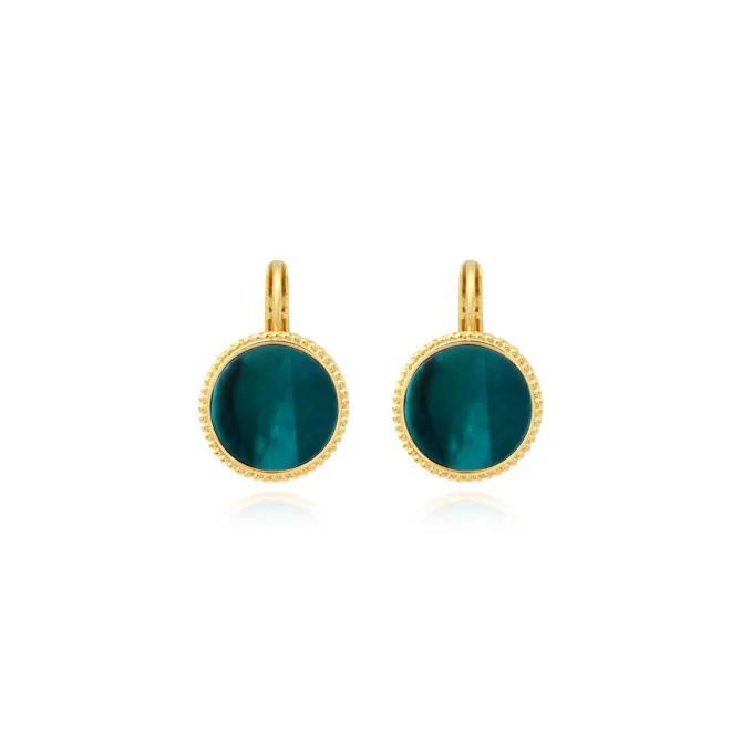 Ashanti round sleeper earrings – turquoise and green