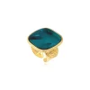 Ashanti Square Adjustable Ring – Turquoise and Green