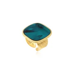 Ashanti Square Adjustable Ring – Turquoise and Green