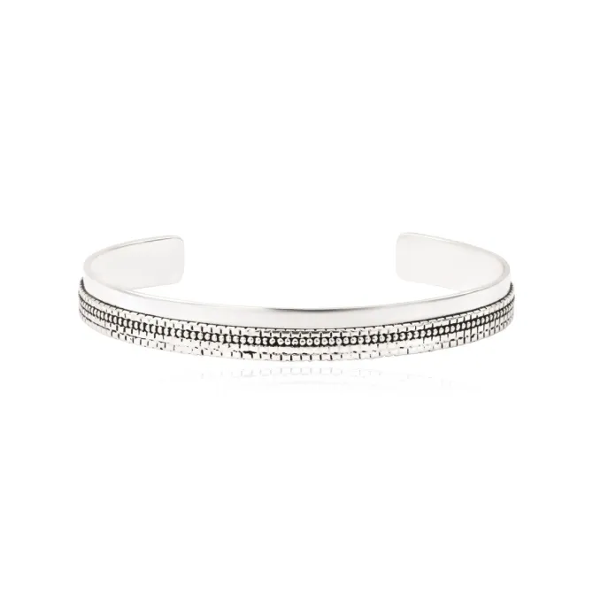 Ashanti Wide Adjustable Bangle Bracelet – Silver