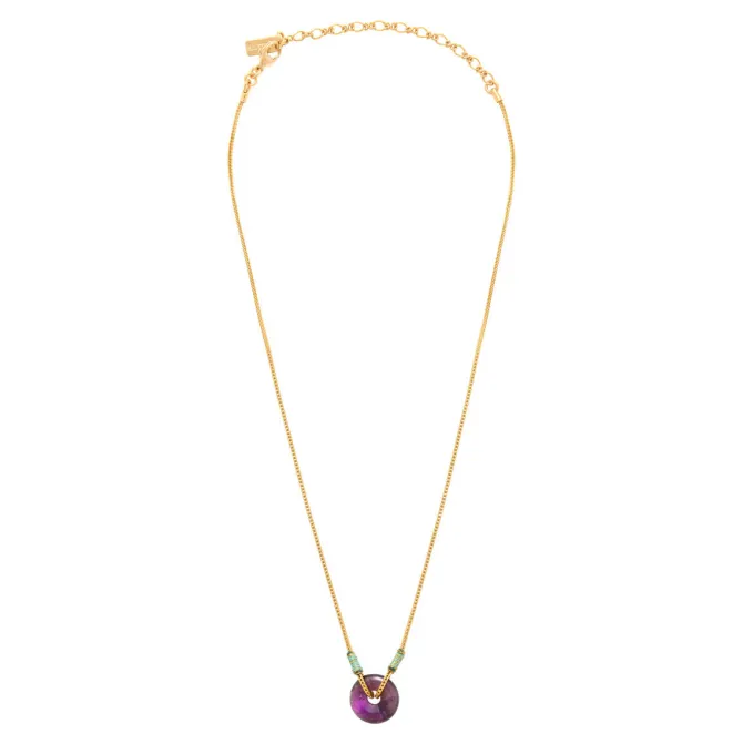 Babylon Adjustable Pendant Necklace - Purple