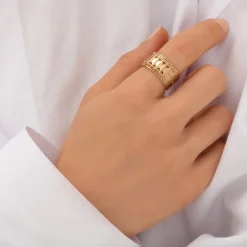 Babylon adjustable ring in fine gold-plated metal - gold-plated