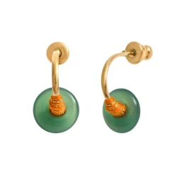Babylon hoop earrings - green agate
