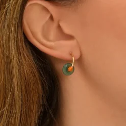 Babylon hoop earrings - green agate