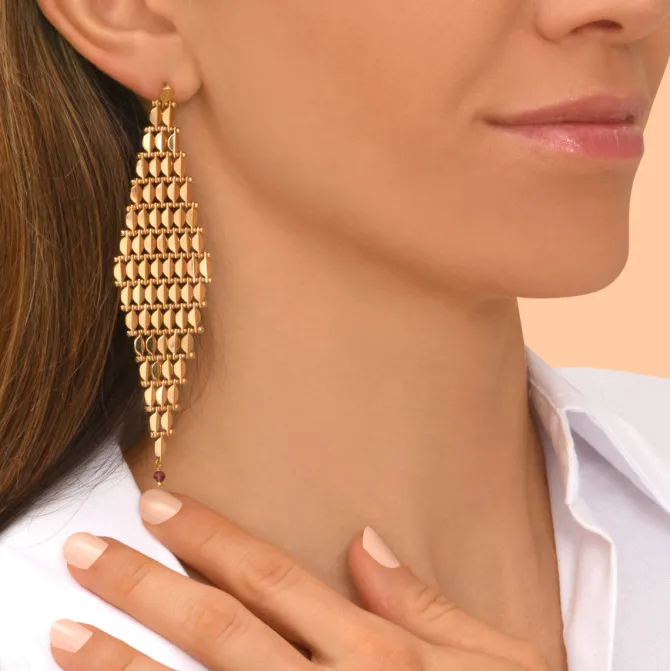 Babylon pierced stud earrings - gold