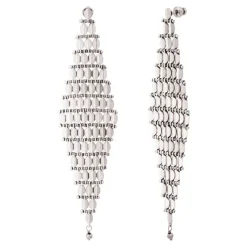 Babylon XXL long pierced stud earrings - silver