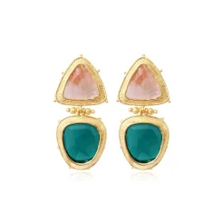 Byzance clip-on earrings – pale pink and green