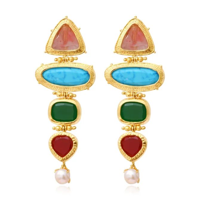 Byzance clip-on earrings – multicoloured