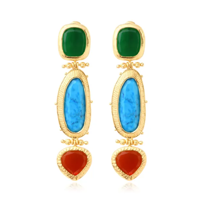 Byzance long clip-on earrings – multicoloured