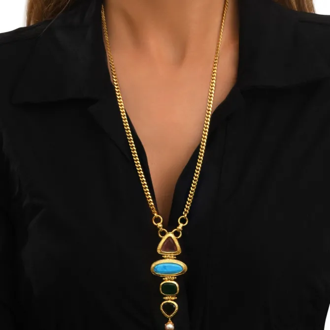 Byzance long necklace – multicoloured
